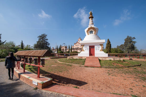 Carmel, NY USA - August 17, 2014: Bodhi path leading to Great Buddha Hall in Chuang Yen Monastery