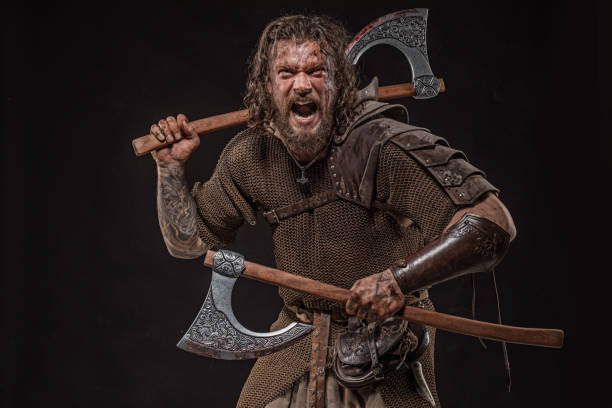 istock Bloody Viking warrior in studio shot 1306095142