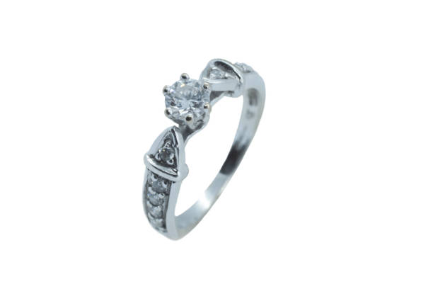 istock Diamond Ring wedding gift isolated White gold and round diamond 1306096889