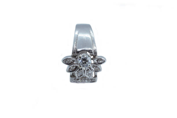 istock The best engagement ring White gold and round diamonds, floral theme 1306097471