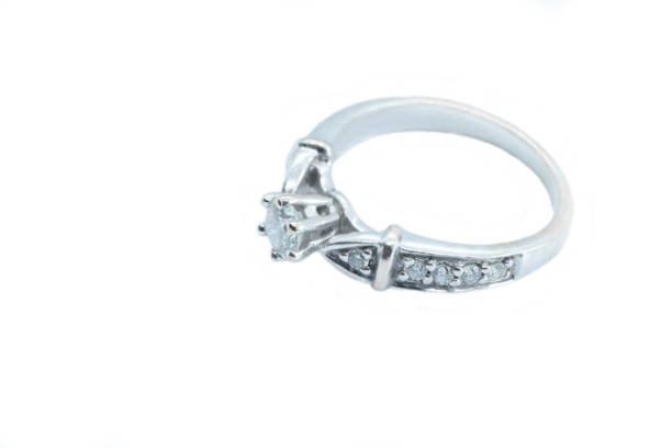istock Diamond Ring wedding gift isolated White gold and round diamond 1306097603