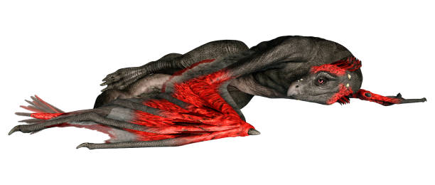 istock 3D illustration fantasy dragon on white 1306097945