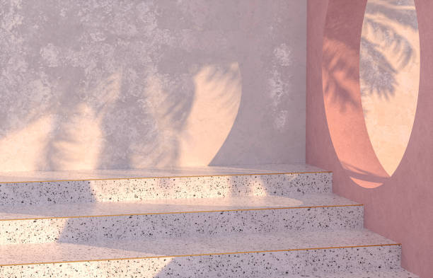 istock Natural beauty podium backdrop with tropical palm tree shadow. 1306099966