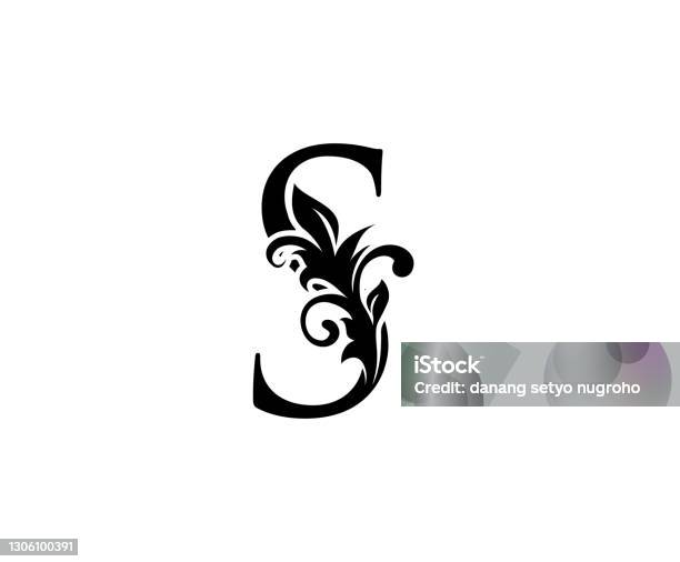 Классический Элегантный S Письмо Каллиграфический Дизайн Иконы — стоковая векторная графика и другие изображения на тему Абстрактный