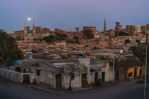 View of neighborhood  Cairo city at sunset