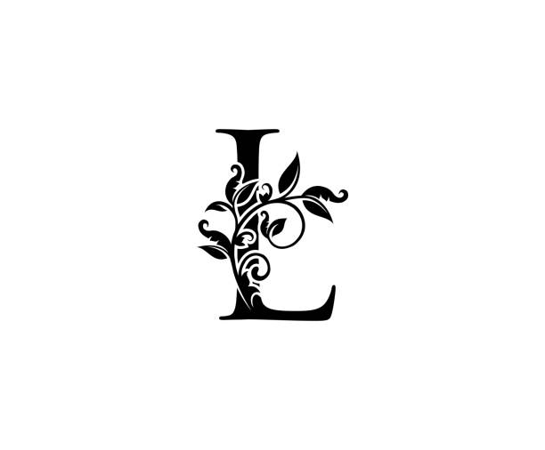 Classic Calligraphic Floral L Letter Icon Design. Classic Calligraphic Alphabetical . Vintage drawn emblem for book design, weeding card, brand name, business card, Restaurant, Boutique, Hotel. letter l crafts stock illustrations