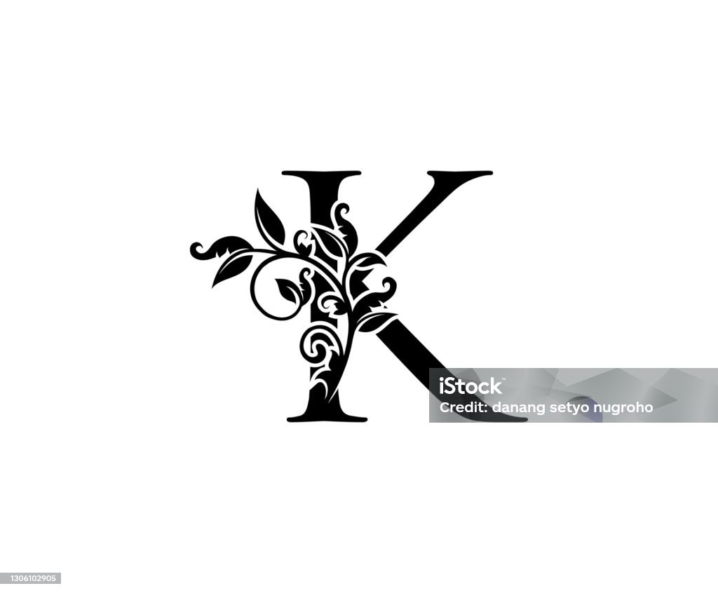Classic Calligraphic Floral K Letter Icon Design Stock ...