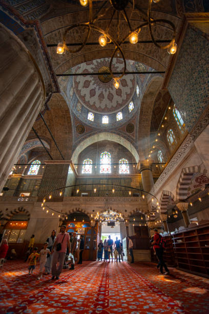 Interior of the Blue Mosque, Sultanahmet Mosque Istanbul, Turkey. Istanbul-Turkey - September, 11, 2016: People who visited and praying inside the Blue Mosque. turkey koran people design stock pictures, royalty-free photos & images