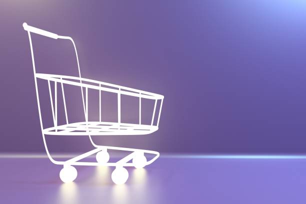 istock Supermarket Shopping Cart. 3d rendering 1306106329