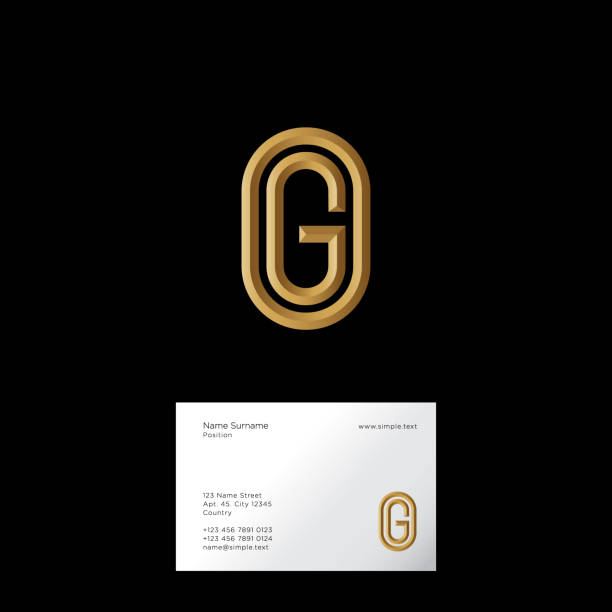 G letter. The initial of gold letter G in the oval. Classic style. Business card. Emblem for business, building and construction, UI icon, online shop. gold g stock illustrations