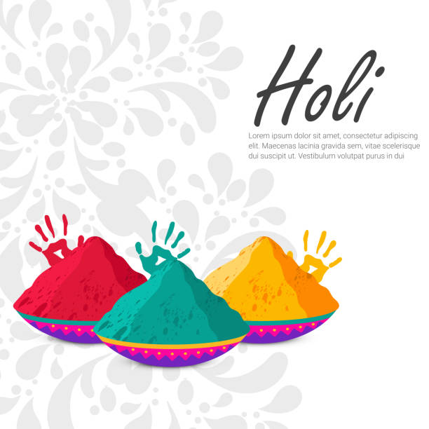ilustrações de stock, clip art, desenhos animados e ícones de happy holi celebration, indian festival of colours - abir