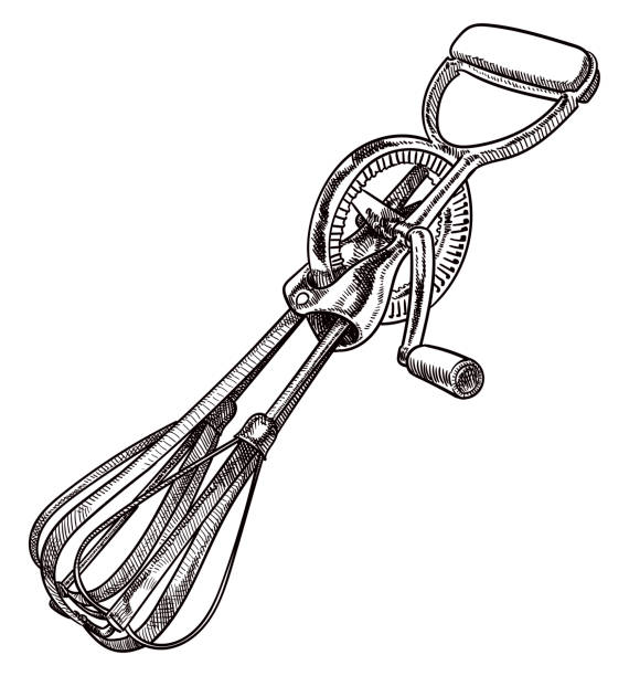 Vector drawing of a egg beater Old style illustration of a egg beater egg beater stock illustrations