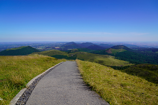 path access top of the mountain to view valley Puy de Dôme volcano in Auvergne france