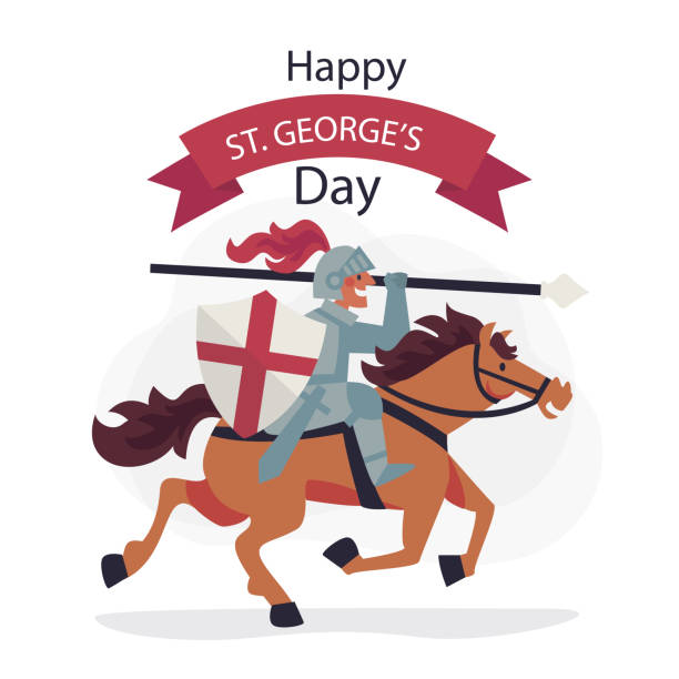 нарисованная вручную иллюстрация st. georges day vector - святой george stock illustrations