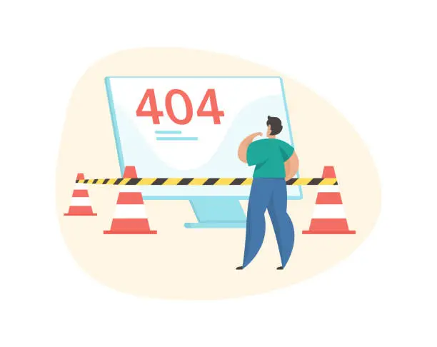 Vector illustration of 404 error abstract concept. Page nor found. Flat vector illustration