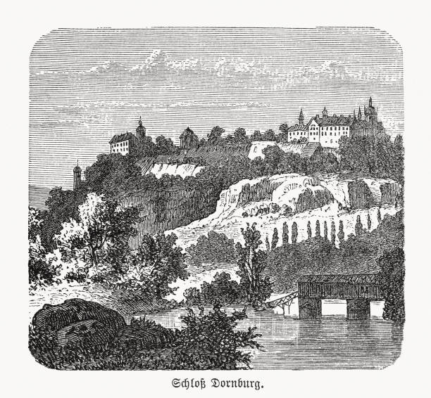 istock Historical view of Dornburg, Thuringia, Germany, wood engraving, published in 1893 1306115284