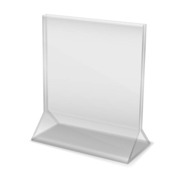istock Plastic office organizer stand display acrylic business card holder clear isometric design vector illustration 1306116773