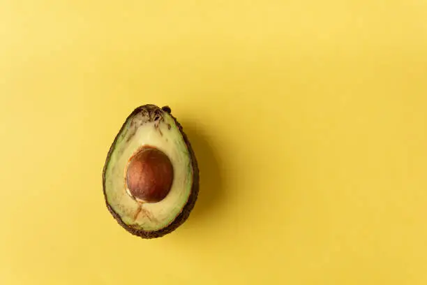 stale avocado on a yellow background