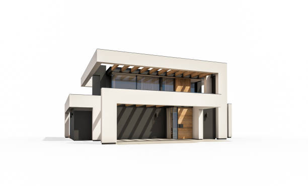 istock 3d rendering of modern cozy house in luxurious style isolated on white 1306118429