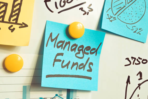istock Managed funds words and financial info on the whiteboard. 1306118536