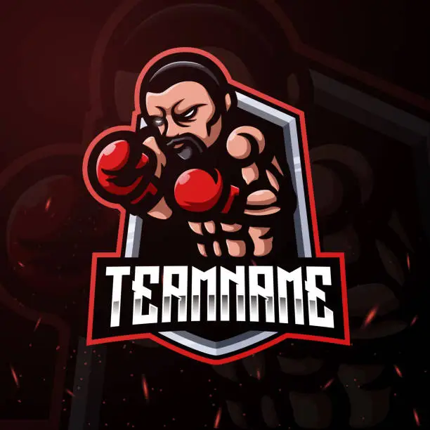 Vector illustration of Boxing mascot esport symbol design