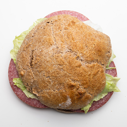 Large dark bread sandwich