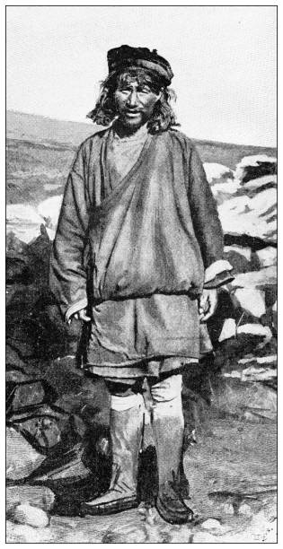 istock Antique black and white photograph: Tibetan man 1306124261