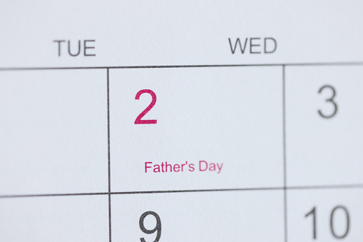 Closeup of calendar with number 2 February. Fathers day concept