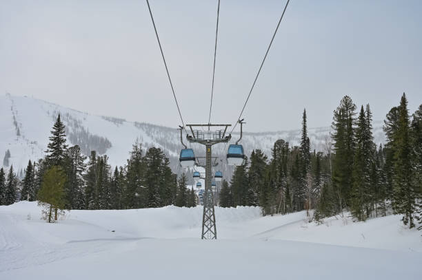 istock Chairlift for skiers on a rope 1306127003