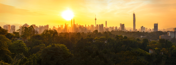 Panorama sunrise in Kuala Lumpur ,beautiful sunlight and dusk in the city