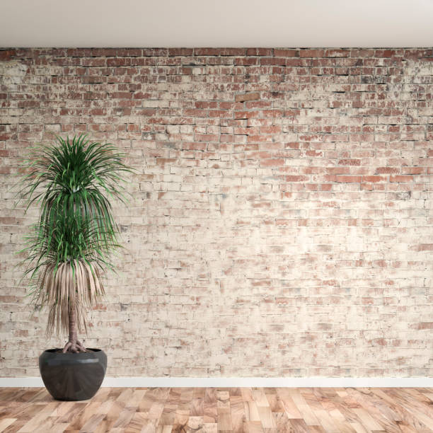 istock Empty ruined wall background with potted plant 1306130774