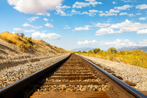 Straight railroad track somewhere in Utah