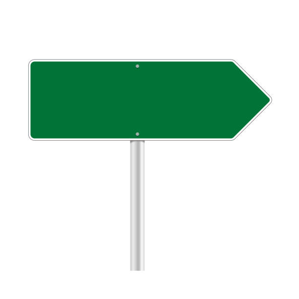 istock Road green traffic sign. Mockup - blank board with place for text, information and direction. Vector illustration isolated on white background. 1306133306