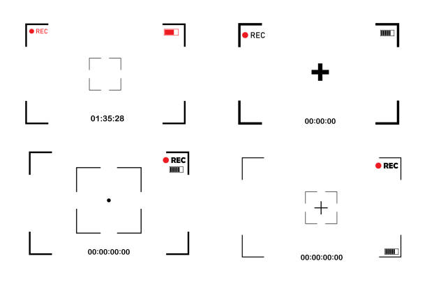 Set camera screen on white background. Camera icon. Photo frame. Vector illustration. Stock image. EPS 10. Set camera screen on white background. Camera icon. Photo frame. Vector illustration. Stock image. EPS 10. digital single lens reflex camera stock illustrations