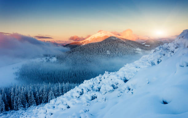 istock Fantastic evening winter landscape. Carpathian, Ukraine, Europe. 1306137367