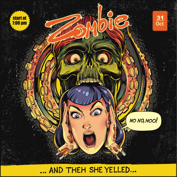 halloweenowa ilustracja zombie - horror spooky shock zombie stock illustrations
