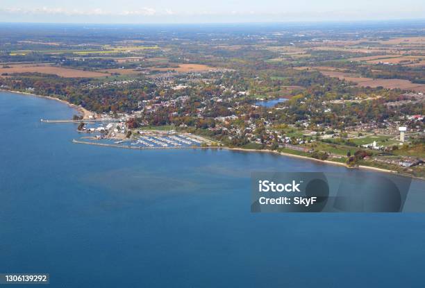 Port Dover Aerial View Stock Photo - Download Image Now - Lake Erie, Aerial View, Autumn