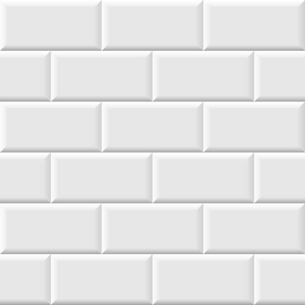 White metro tiles seamless background. Subway brick pattern for kitchen, bathroom or outdoor architecture vector illustration. Glossy building interior design tiled material White metro tiles seamless background. Subway brick pattern for kitchen, bathroom or outdoor architecture vector illustration. Glossy building interior design tiled material. bathroom patterns stock illustrations