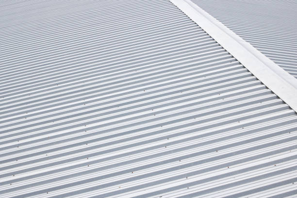 Corrugated metal roof close up, background or texture