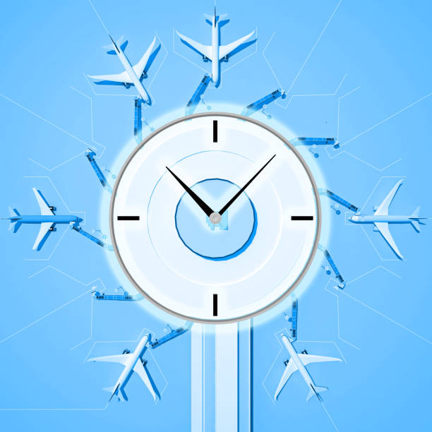 istock round airport with clock face above view 1306140422