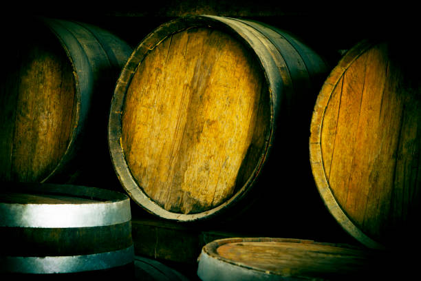 istock Old Wine barrel in a white background 1306141558