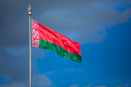 Flag of Belarus in sky