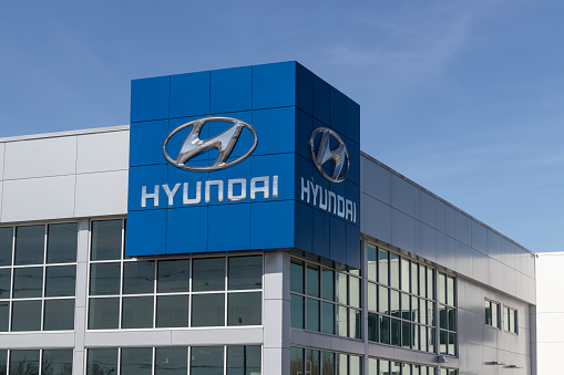 Indianapolis - Circa March 2021: Hyundai Motor Company Dealership. Hyundai manufactures well engineered, designed and attractive cars and SUVs.