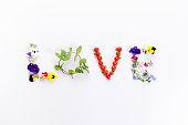 The word LOVE written in flower made Letters