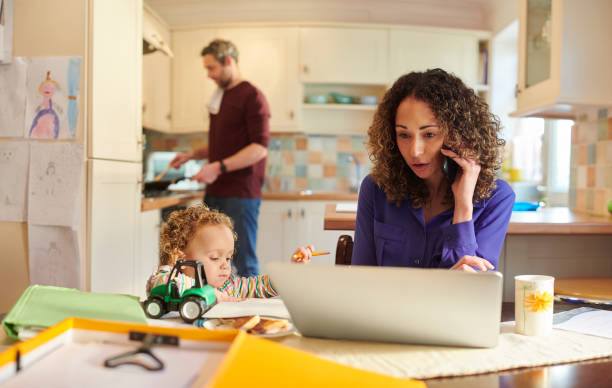 working from home with a young family