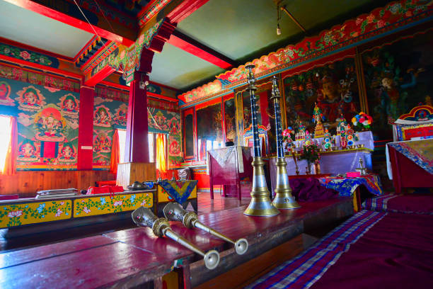 リンヘンポン修道院、シッキム、インド - tibetan script 写真 ストックフォトと画像