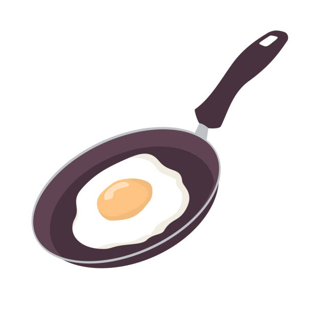 jajko na patelni - eggs fried egg egg yolk isolated stock illustrations