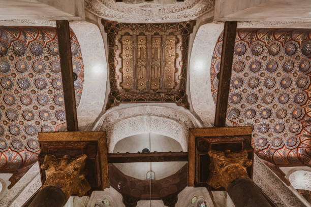 Beautiful view inside of old mosque in Cairo