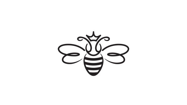 creative bee queen abstrakcyjny projekt logo - queen bee stock illustrations