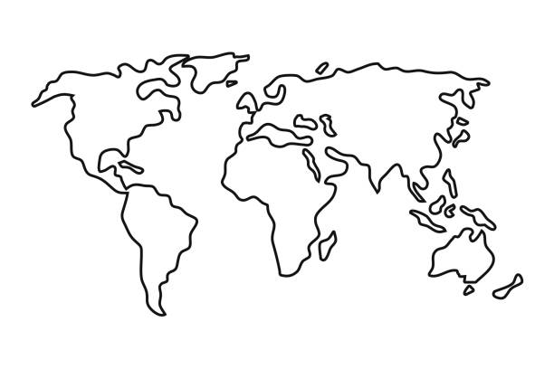 простая карта мира в плоском стиле изолирована на белом фоне. векторная иллюстрация. - india map cartoon cartography stock illustrations